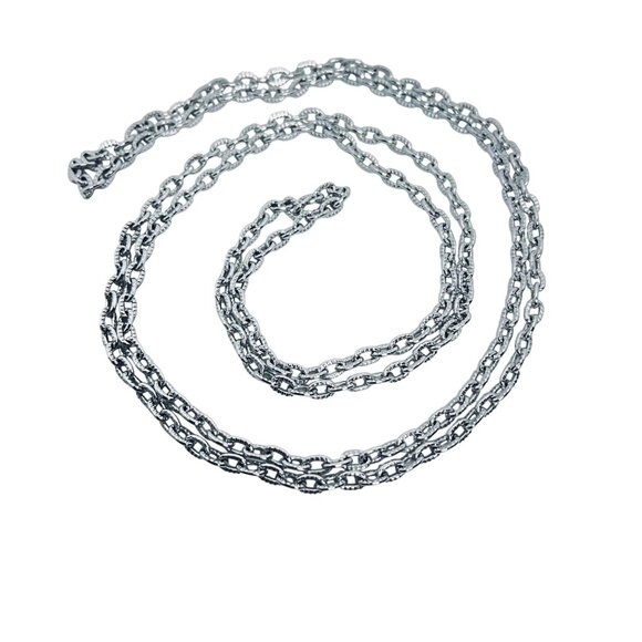 Light Weight Textured Silver Tone Cable Chain Necklace (5815) - Picture 5 of 5